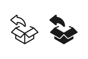 Return icon set, Box, delivery, easy returns vector