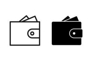 Wallet icon set. Black and linear. EPS 10 vector