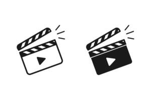 Clapper board icon set. Open and closed movie clapper. EPS 10 vector