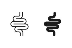 intestine icon, digestive tract, gut line and black symbol on white background - editable color illustration eps 10 vector