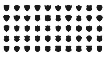 Shield icon set in simple style. Protect shield security icons. Badge quality symbol, sign, logo or emblem. Color editable vector