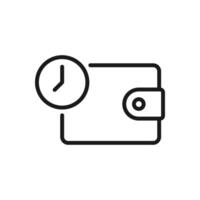 Pay later icon, wallet with clock vector