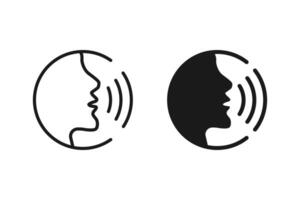 Talking man icon set. great for logos and voice control interactions. Flat concept of talking head isolated on white background. vector