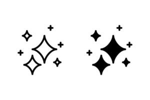 Sparkles line and solid icon set, for UI Designs. Magic Stars Icon. Clean Shiny Shiny Stars Sign for UI Designs. Twinkle Star vector