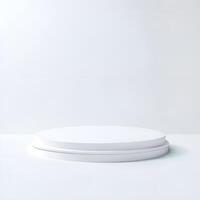 White podium platform pedestal stage Circle round cylinder square rectangle marble Isolated photo