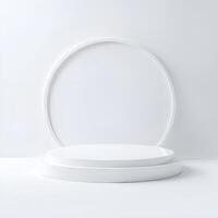 White podium platform pedestal stage Circle round cylinder square rectangle marble Isolated photo