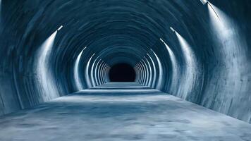 Futuristic illuminated concrete tunnel with a deep perspective, ideal for concepts of technology, sci fi, and exploration video