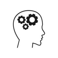 Human head gears tech logo, Cogwheel engineering technological inside brain, Artificial intelligence vector