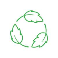 biodegradable recyclable plastic free package icon, recycle leaves label logo template. Set of green leaf recycle, means using recycled resources, recycling signs, recycle collection icon vector