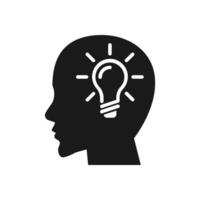 Idea and creativity icon set. Thinking, innovation, Lightbulb with brain icon symbol for apps and websites. vector