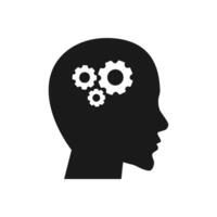 Human head gears tech logo, Cogwheel engineering technological inside brain, Artificial intelligence vector