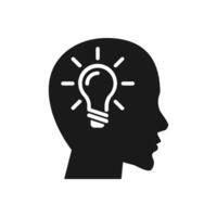Idea and creativity icon set. Thinking, innovation, Lightbulb with brain icon symbol for apps and websites. vector