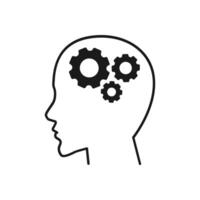 Human head gears tech logo, Cogwheel engineering technological inside brain, Artificial intelligence vector