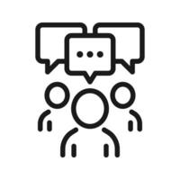 Conversation and communication icon. Meeting discussion, speech bubble, partnership or collaboration concept, working together, business people talk. vector