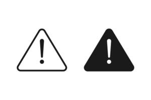 Danger warning icon set. alert triangle warn sign in black and white style. exclamation sign. vector