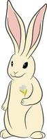 Rabbit easter with flower isolated on white vector