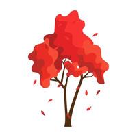 Autumn tree in flat style. Collection of Autumn trees symbols vector