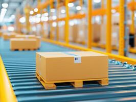 Assembly line with advanced machinery, emphasizing precision and speed, modern industry concept photo