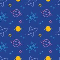 Doodle sparkle planet galaxy universe hand drawn seamless pattern background for wrapping and illustration vector