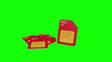 5G Sim Card Animation in 3D Green Screen video