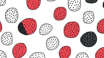 Hand-Drawn Red and White Dotted Pattern, Whimsical Abstract Design vector