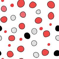 Red and Black Polka Dot Pattern on White Background - Abstract Modern Minimalist Design vector