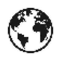 globe icon pixel art on white background vector