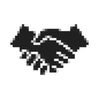 pixel art friendship handshake icon on white background vector