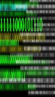Binary code streams in green, blue, white - futuristic digital data flow loop video