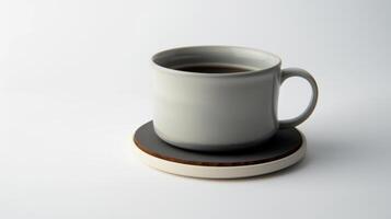 Modern coaster adds a cozy and stylish touch to a steaming cup of coffee photo