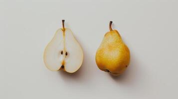 Fresh, juicy pear on white background, perfect for healthy eating photo