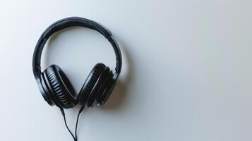 Stylish wireless headphones in black, perfect for music and tech enthusiasts. photo
