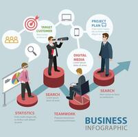 Business infographic with people standing on a podium vector