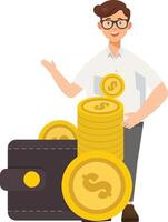 Man with wallet and coins vector