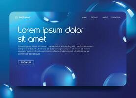 A blue website design with bubbles and a blue background vector