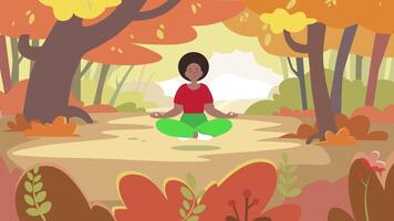 Woman Meditating in Autumn Forest During Daytime video