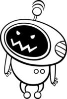 cartoon angry robot fantasy character coloring page vector