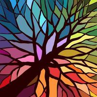 abstract mosaic tree background made of different pieces. a tree with branches and lumpy mosaic gaps in the style of antique vintage cathedral smalts and frescoes. Beautiful colorful background vector