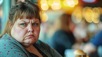 A woman with an angry face sitting at a table video