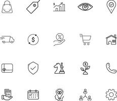 E- Commerce Thin line icon pack. Pixel perfect and Editable stroke for Mobile and Web. vector