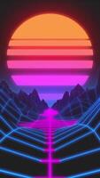 Stylized vintage 3D animation background. 80s retro futuristic sci-fi seamless loop. video