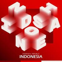 Illustration of a 3D Indonesian in white with a red stripe background vector
