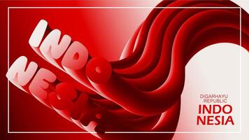Illustration of a 3D Indonesian liquid in white with a red stripe background vector