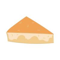 A triangular piece of parmesan cheese. A slice of triangular cheese is one whole. Hard, delicious cheese. An isolated item of dairy product. illustration highlighted on a white background vector