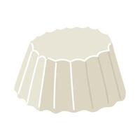 Molded Ricotta cheese in a flat style. Illustration of a dairy product, light cheese isolated on a white background. One large whole pressed product for sale. Single dairy product vector