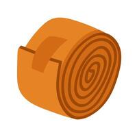 A roll of closed elastic yellow bandage for boxers. Use for fixing limbs and for sprains and fractures of patients' bones illustration. The insulated roll stands sideways vector