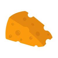 a flat piece of triangular yellow porous cheese lying on its side. A illustration depicting most of the dairy product. An isolated product on a white background. Color illustration on white vector