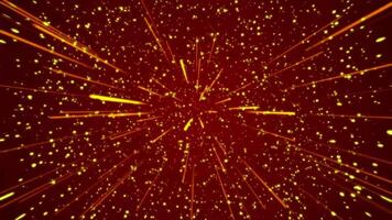 Animation of light's path and the sparkle of gold particles on a dark red background, with an animation of golden light ascending. video