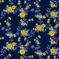 Ditsy floral pattern with small flowers and leaves background. vector