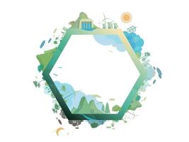 ESG and ECO friendly community with hexagon shows by the green environmental its suit to add words inside about ESG illustration graphic EPS 10 vector